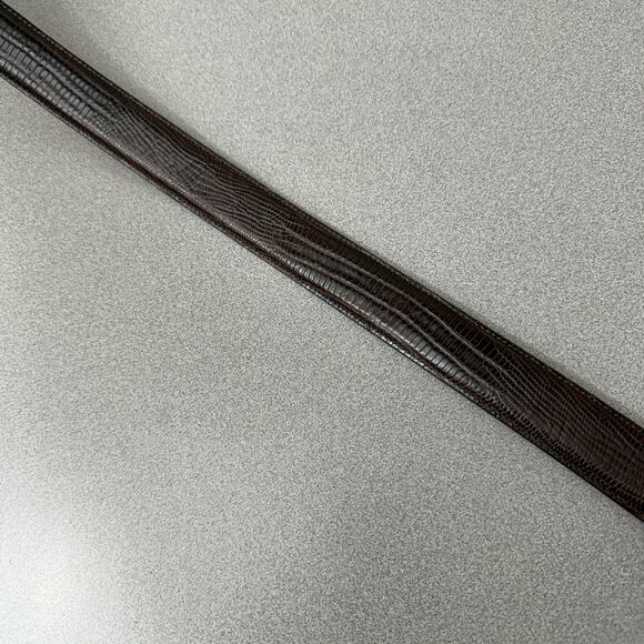 Brighton Onyx Leather Belt Mens 38 Silver Buckle Tip Western Embossed Cowboy - Picture 4 of 8